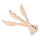 BANBU Bamboo Cutlery Disposable- 100PK Bamboo Knives Disposable 6.7' 100% Compostable Biodegradable Knife Renewable Natural Travel Knife for Camping/Party/Travel