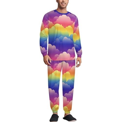 Funny Prints Men’s Pajama Sets Soft Long Sleeve 2-Piece Lounge Set Comfortable Nightwear