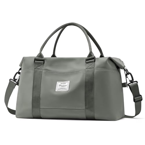 Image of Travel Duffel Bags for Women Mens Waterproof Weekender Carry on Bag Sports Gym Bag Travel Tote Bags with Wet Pocket Overnight Bag Workout Duffel Bags with Trolley Sleeve Dark Green