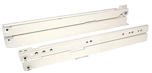 Preisvergleich Produktbild HKB Schubladenschiene Vollauszug 400mm Rollschubführung für Schubladen, hohe Tragkraft, cremeweiß, Hersteller Sencys, Artikel-Nr. 2744682