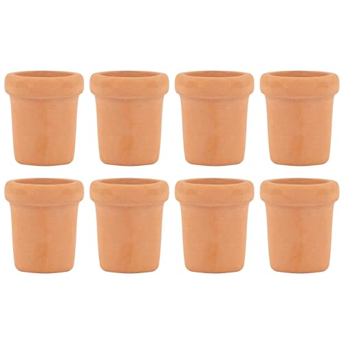 AUEAR, 8 Pack Fairy Garden Mini Clay Pots Ceramic Pottery Planter Cactus Flower Succulent Pot for 1:12 Scale