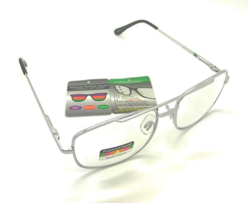 Multi 3 Focus Progressive Reading Glasses Rectangular Metal Frame3