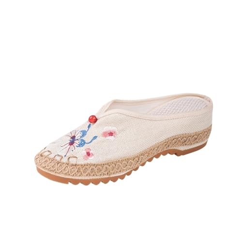 Chaussons légers et confortables en lin pour l'été, sandales plates chic