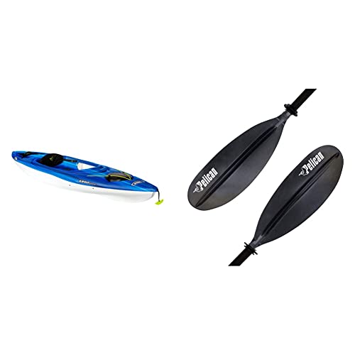 Pelican - Argo 100X - Sit-In Kayak - Lightweight One Person Kayak - 10 Ft - Blue & Pelican - Standard Kayak Paddle - Black - 220 Cm (86.6 In.) - Aluminum Shaft And A Durable Polypropylene Blade #TOP29