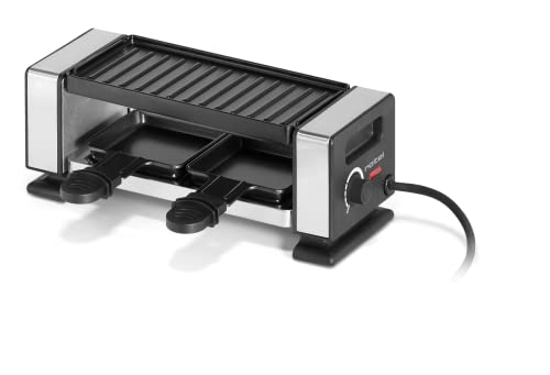 Rotel 1124250 Appareil à raclette 2 Personnes avec poêlons et spatules, Machine à raclette, Raclette Party, Noir, Argenté, Fonte d'aluminium, Acier Inoxydable, Plastique, 29,3x10,5x10,1 cm Cover