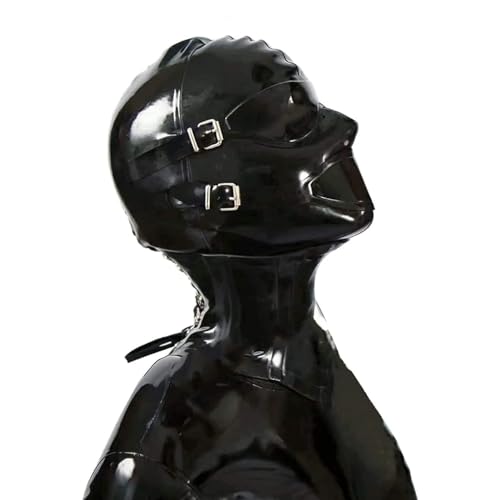 SALANSEX Capuche en latex avec bouchon buccal et masque pour les yeux masque complet de visage couvre - tête en caoutchouc avec fermeture à glissière pour hommes et femmes