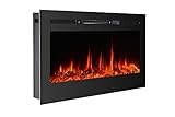 Cozy Daisy 36'' Electric Fireplace Heater,Wall Mounted and in-Wall Recessed,with Touch Screen, Realistic 9 Color Flame, Remote Controller/Log & Crystal Hearth Options,750W-1500W,Black