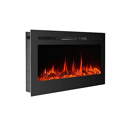Cozy Daisy 36'' Electric Fireplace Heater,Wall Mounted and in-Wall Recessed,with Touch Screen, Realistic 9 Color Flame, Remote Controller/Log & Crystal Hearth Options,750W-1500W,Black