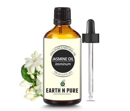 Image of Earth N Pure Jasmine Essential Oil|100% Natural and Therapeutic Grade|Undiluted|For Aromatherapy|Flawless Skin|Soap Making|Massage|Improve Hair Growth|Relaxation|With Glass Dropper |100ML