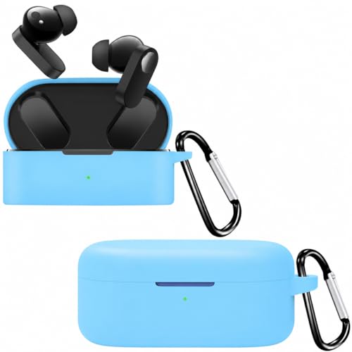 Image of Printme Silicone Case Cover Compatible with OnePlus Nord Buds 2, Shockproof Protective Skin for OnePlus Buds Nord 2 TWS Earbuds Charging Case Cover with Keychain, Anti-Scratch Soft TPU Cover (SkyBlue)