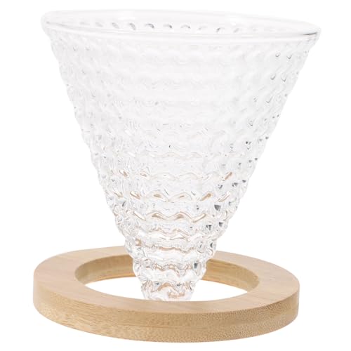 TOPBATHY Embudo De Café Forma De Cono Transparente Soporte De Madera, Filtro Reutilizable para Cafetera Portátil, Material Ligero, Accesorio para Preparar Café Casa