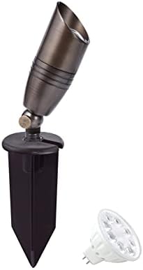 Cheopha Low Voltage Landscape Light Outdoor Spotlights 12V Brass Solid LED Landscape Kits with ABS Ground Spike and MR16 LED Bulb 5W 2700K Included for Yard Pathway Outdoor Landscape Lighting