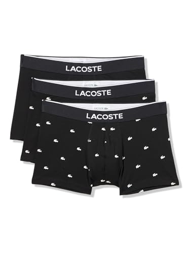 Lacoste Men's Cotton Stretch Mini Croc Print Trunks, 3-Pack (Amazon Exclusives)