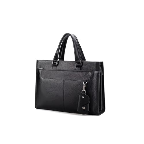 Men's Leather Briefcase Shoulder Bag, Detachable Shoulder Strap, Vintage Handbag