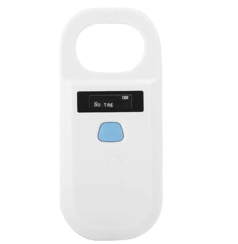 Rubik Pet Animal Microchip Reader Scanner 125/134.2khz Handheld Rechargeable, Support EMID FDX-B (ISO11784/85) Formats, Dog Cat Animal Tag Reader (White)