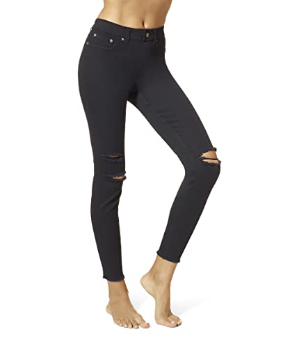 HUE Women's Ripped Knee Denim Leggings