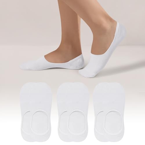 Womens No Show Low Cut 3 Pack Socks Cotton Non Slip Socks for Flats