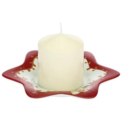 THUN ® - Vela de Porcelana en Forma de Estrella con Platillo Cover