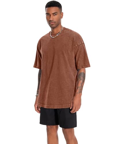 Image of Oversized Tshirts for Men Short Sleeve Vintage Washed Basic Loose Tees