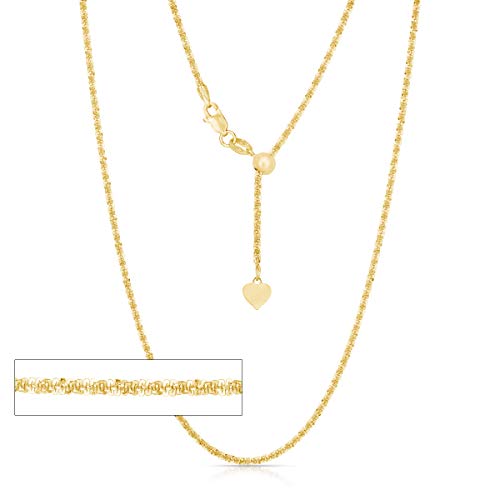 Floreo 10k Fine Gold 1.5mm Adjustable Crisscross Sparkle Chain Necklace, 22 Inch2