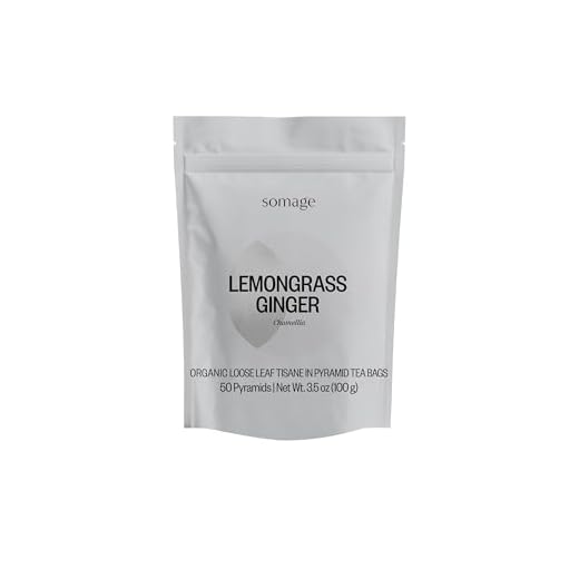 Chamellia Organic Lemongrass & Ginger Tea - 50 x Pyramid Tea Bags in a Pouch 3.5oz (100g) (No Camellia Sinensis, Caffeine Free) Single unit