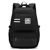 Mochila Casual Netbooks Impermeável, 46x35x23cm, Grande Capacidade, Compatível com Notebook 15.6 Polegadas, Unissex (Tudo preto)