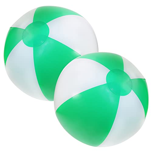 PENTA ANGEL Beach Balls 2PCS 12 Inch Inflatable/Blow Up Classic Rainbow Color Summer Swimming Pool Party Favors Water Toy Beachball for Women Men Adults Playing (Green&White 12 Inch)