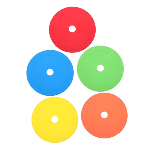 POPETPOP 5pcs Soccer Training Marker Discs Durable Flat Cones for Football Basketball and Sports Training Bright Colors for Visuals Non Fading TPE Material