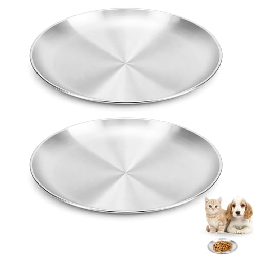 2 Stück Katzennapf Flach,Edelstahl Futternapf Katze Flach,Katzenschüssel 14 cm,Katzenfressnapf Fressnapf,Katzennäpfe,Katzenteller,Katzenfutter Schalen,Futterschüssel Katze Futterschale,Katzen Bowl