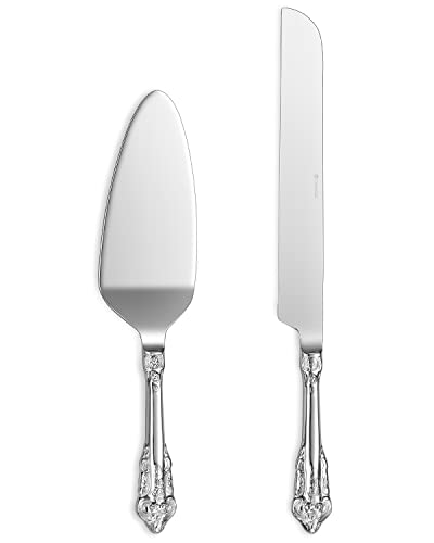 KEAWELL Gorgeous Wedding Cake Knife and Server Set, 18/10 Stainless Steel, Fine Luxury Cake Cutting Set (Silver)