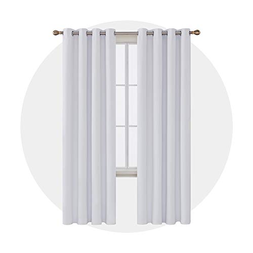 Image of Deconovo Blackout Curtain Room Darkening Panel for Bedroom or Living Room Grommet Thermal Insulated Lighting Reduce Drape 52 x 84 Inch White 1 Panel