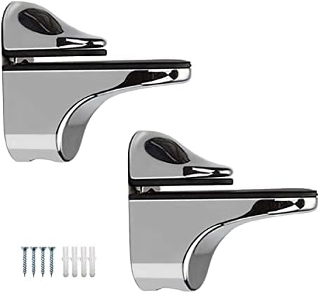 WJUAN 4 Pcs Glass Clamp Bathroom Mirror Clips Zinc Alloy Glass Clip Shelf Support Brackets Holder, Suitable for Bathroom, Living Room, Public Places