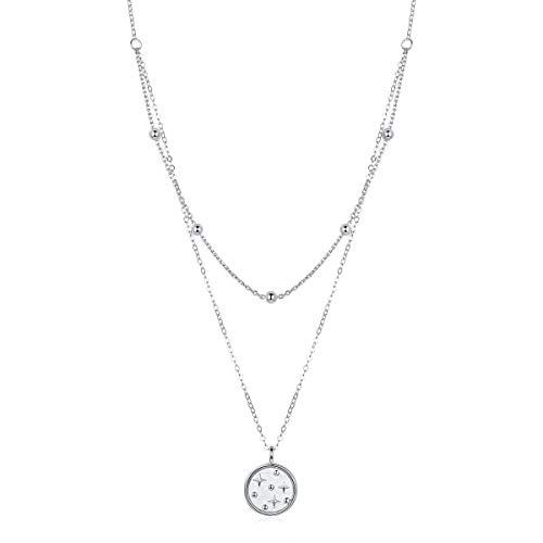 Bijoux fins pour femme : collier double couche en argent sterling 925 et perles etoiles