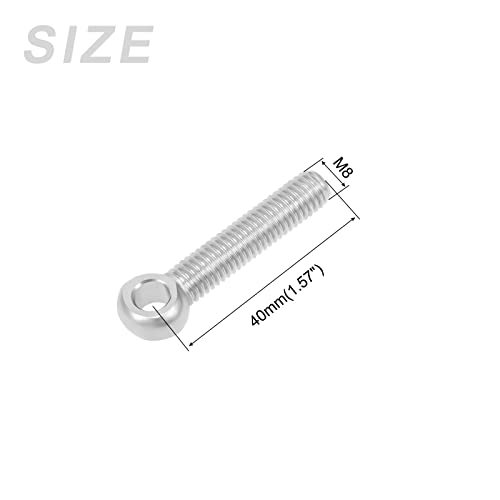 Image of METALLIXITY Shoulder Swing Lifting Bolt (M8x40mm) 2Pcs, 304 Stainless Steel Eye Bolts - for Home Renovation, Pipeline Gate Valves Fasteners, Silver