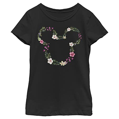 Fifth Sun Disney Classic Floral Mickey Girls Short Sleeve Tee Shirt