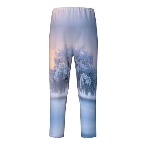 Pajama Pants Pajama Bottoms with Elastic Waistband Sleepwear Lounge Pants, Winter Snow Tree Print2