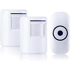 Lampara Con Sensor De Movimiento Y Sirena Alarma de Seguridad, HommyFine Inalámbrico Timbre de Alarma para la Puerta con Sensor de Movimiento PIR Infrarrojo Detector de Timbre del Sensor Ideal para Tiendas Mercados y Familias
