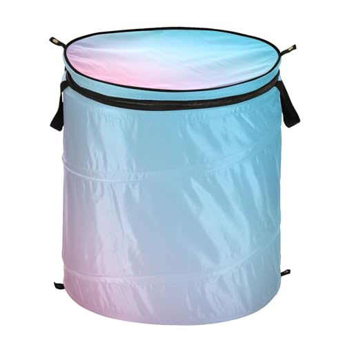 Teal Gradient Blue Pink Collapsible Laundry Basket Large Capacity Round Hamper for Storage, Home, Dorm, Travel, Storage Organizer