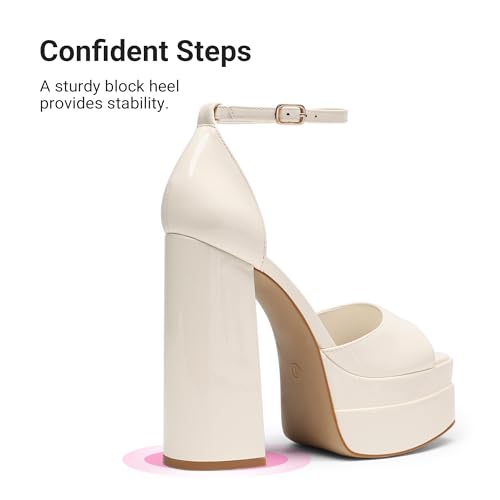 Image of DREAM PAIRS High Heels Chunky Block Platform Heels for Women Ankle Strap Sexy Open Square Toe Heels Dressy Pumps Sandals