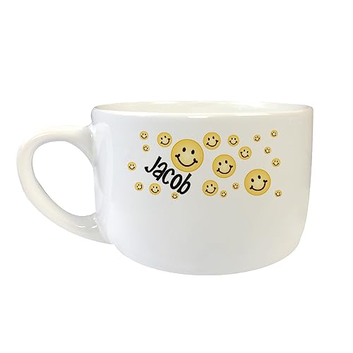 GiftsForYouNowPersonalized Ceramic Smiley Face Ice Cream Bowl, 24oz.