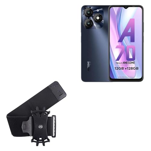 BoxWave Holster Compatible with itel A70 - ActiveStretch Sport Armband, Adjustable Armband for Workout and Running - Jet Black