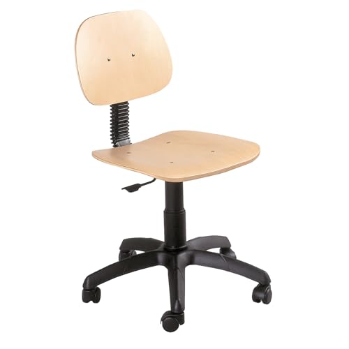 Topsit IND103 Siège de Travail, Chaise de Travail en Bois de hêtre laqué Transparent, Hauteur d'assise réglable en continu avec Dispositif Toplift et...