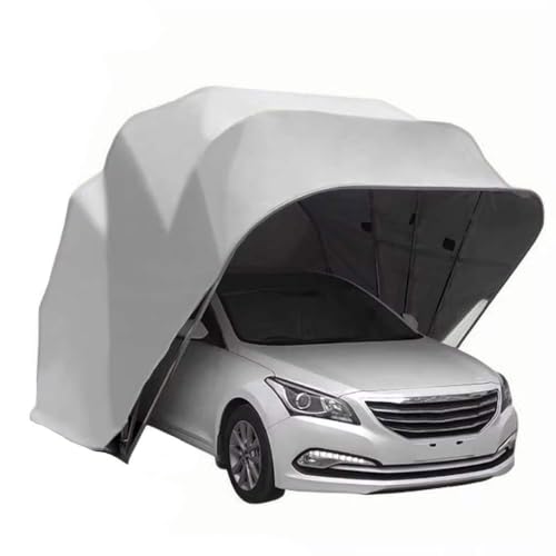 BEDCKCC Allwetterfester Carport, Mobile Edelstahl Faltgarage, Halbautomatischer Anti-Exposition-Carport, Abschließbarer, Für Pickups, Und Autos, Grau