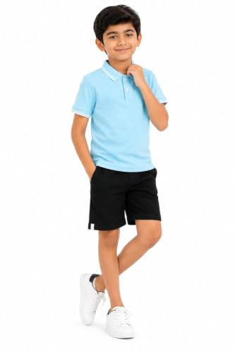 Image of Cotton Polo T-Shirt for Kids Boys Girls Half Sleeve, Regular Fit Tees for Boys Collared Casual Tshirts | Soft & Breathable Biowash Fabric | Half Sleeve