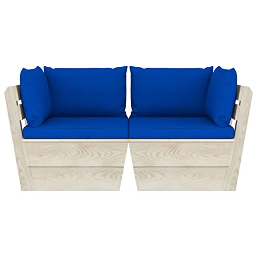 Genérico Sofá de palets de jardín 2 plazas con Cojines Madera de Abeto,Mobiliario,Muebles de jardín,Conjuntos de jardín,3063394 - imagen 4