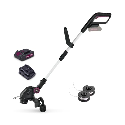 Gomag Akku-Rasentrimmer GO-RT300 | Schnittbreite 300 mm | 90° drehbarer Motorkopf | teleskopierbare Führungsstange | 1,6 mm Nylon-Einzelfaden | Inklusive 2 Ah Akku & Ladegerät sowie zweiter Fadenspule