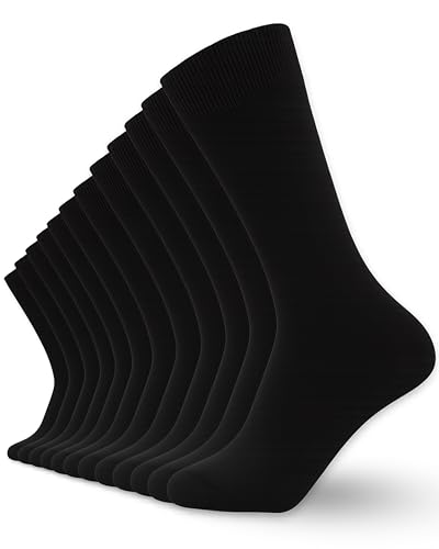 Pierre Calvini Mens Socks (12-Pack) - Plain, Striped, Argyle Formal and Everyday Cotton Rich Men's Socks - Comfortable and Breathable with Reinforced Heel and Toe - Multipack Black Socks Mens 6-11 UK