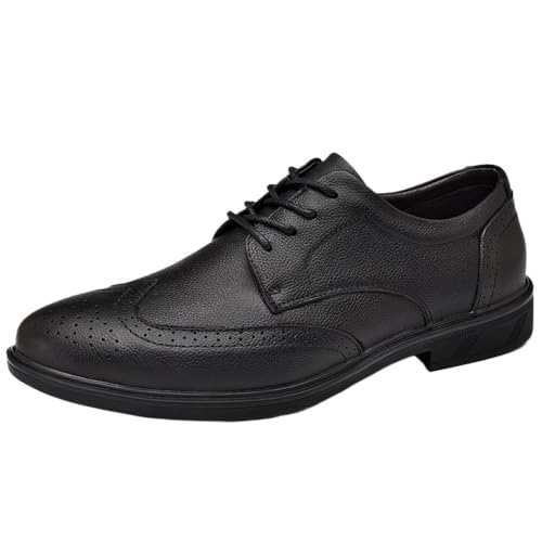 Mens Lace up Fashion Brogue Pattern Spliced Vintage Suede Leather Dress Shoes Comfortable Soft Sole Casual Oxford Shoes