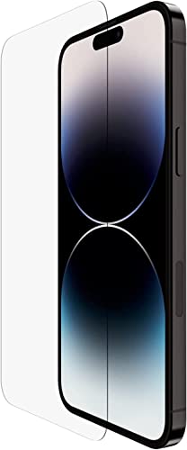 Belkin TemperedGlass iPhone 14 Pro Max Displayschutz, antimikrobielle Beschichtung, einfache blasenfreie Aufbringung mit enthaltener Positionierungsschale, in Tests nachgewiesener Härtegrad von 9H