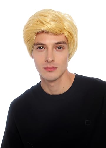 WIG ME UP - 91434-ZA88C Perücke Herren Männer Karneval Halloween Blond Strohblond krasser Scheitel voluminös